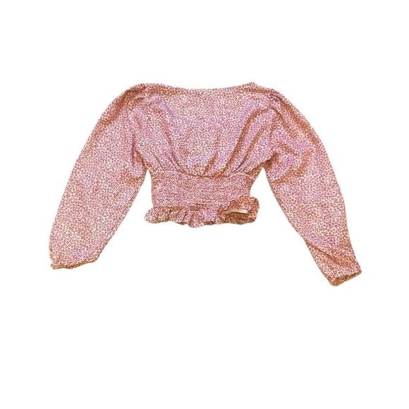 Machine Red And Cream Floral Square Neck Crop Top - Picture 2 of 4